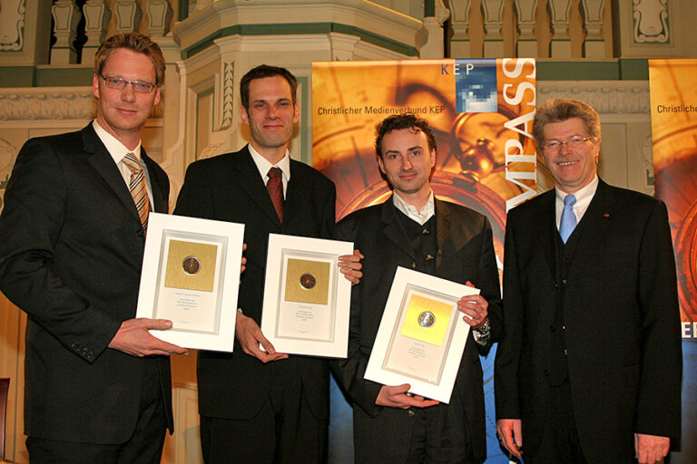 Preisträger Andreas Grosse Halbuer, Cornelius Welp, Jochen Mai und Friedhelm Loh
