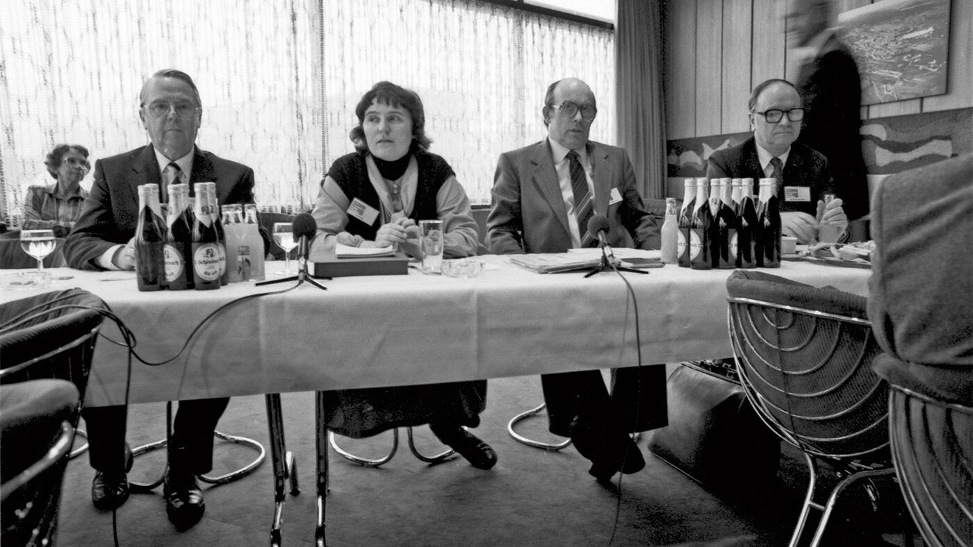 Pressekonferenz mit den „KEP“-Vorständen Waldemar Murjahn, Bärbel Wilde, Horst Marquardt und Friedrich Hänssler.